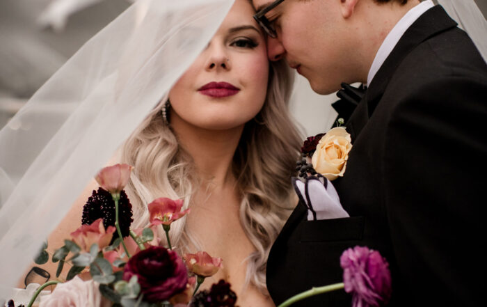 "Bride and groom at The Vale Wedding Venue in Conroe TX"