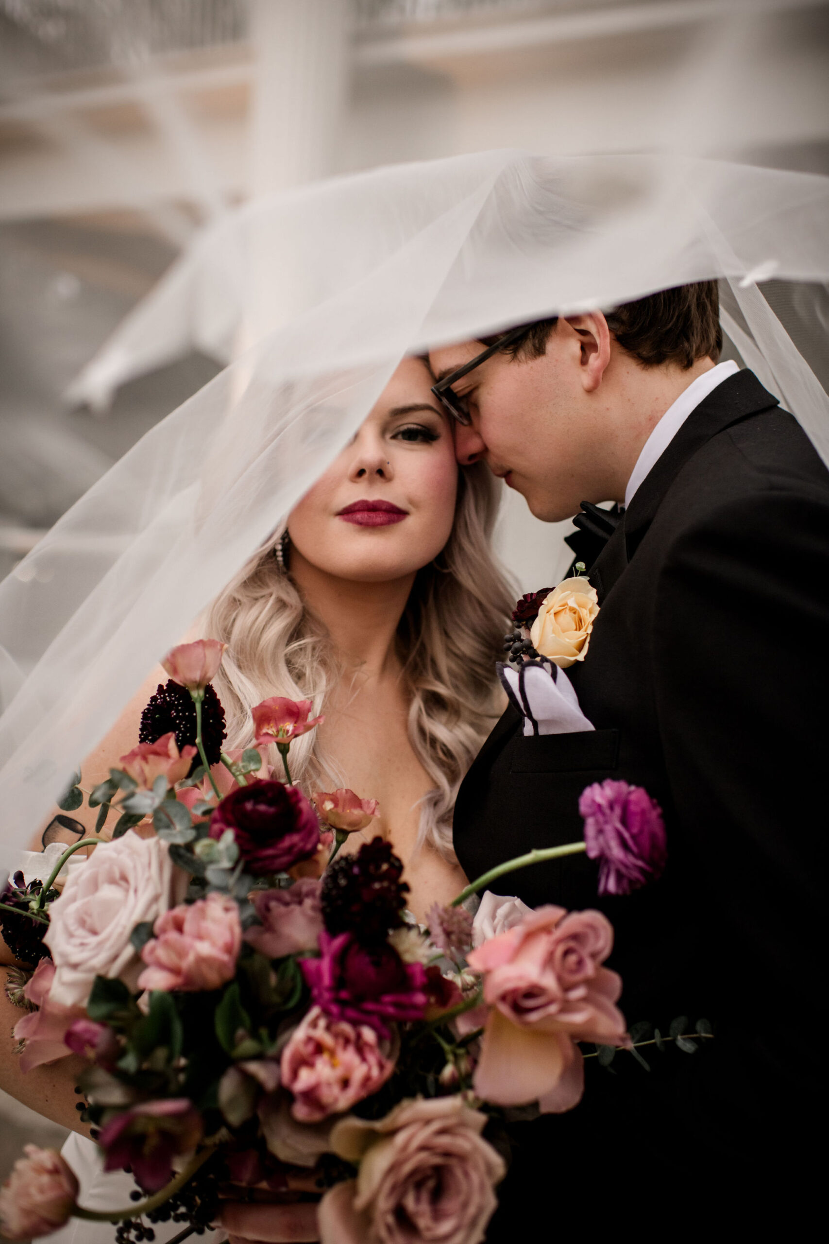 "Bride and groom at The Vale Wedding Venue in Conroe TX"